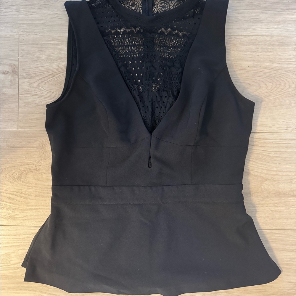 Bebe Black Lace Women's Peplum Top